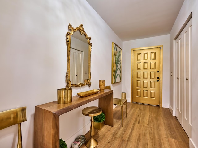 interior space with light hardwood / wood-style flooring