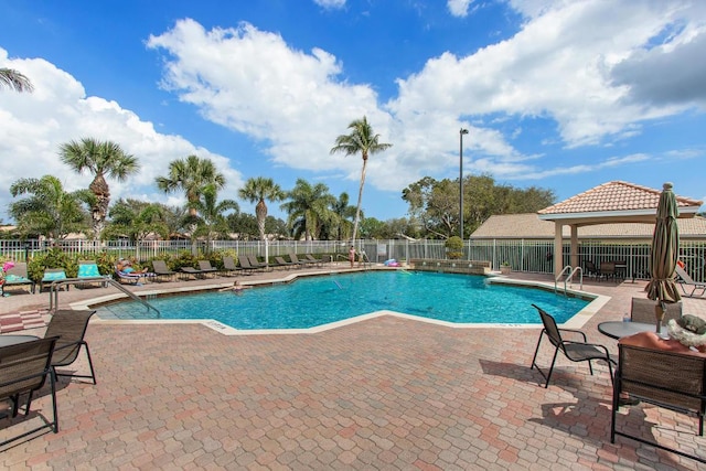 view of pool with a gazebo and a patio area