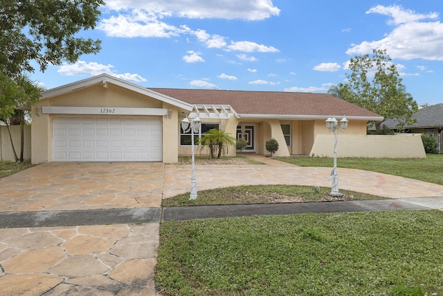 single story home with a garage