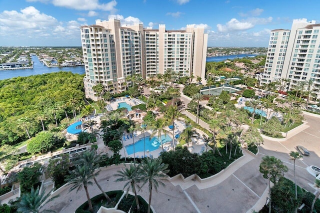 bird's eye view featuring a water view