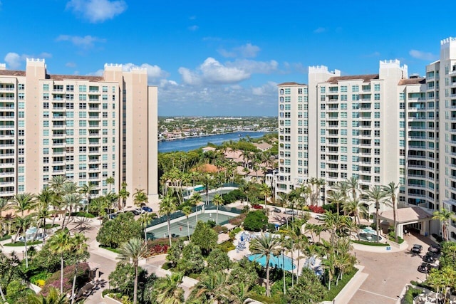 view of property with a water view