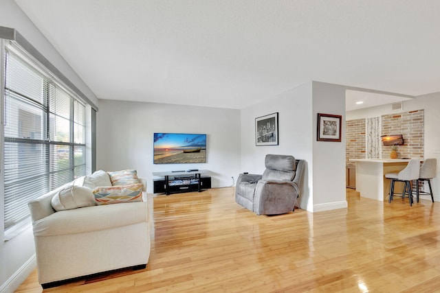 living room with light hardwood / wood-style floors