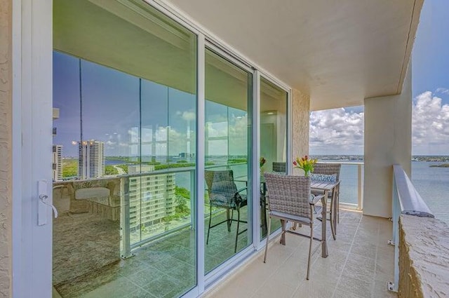 balcony with a water view