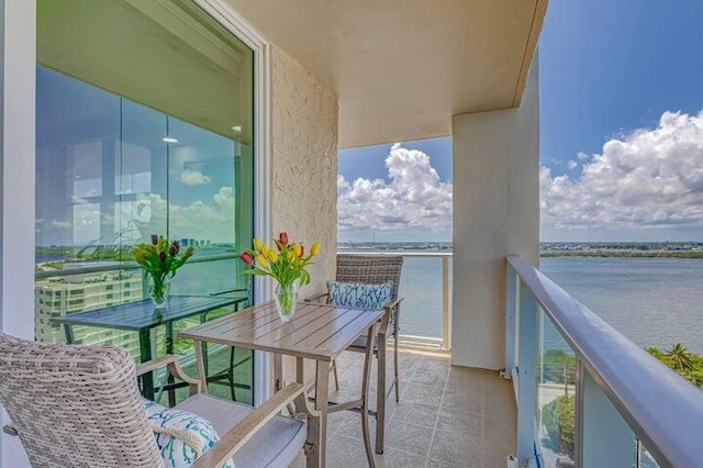 balcony with a water view