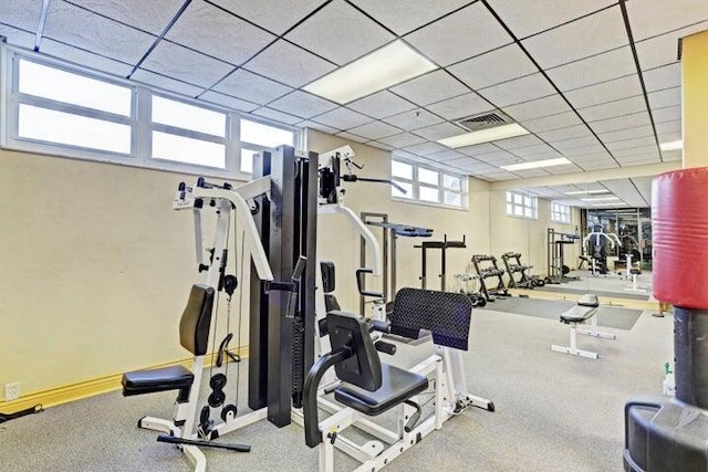 gym with a drop ceiling