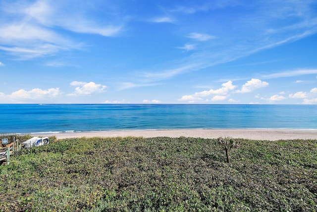 view of water feature featuring a beach view