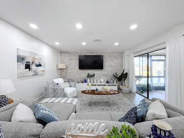 living room with hardwood / wood-style floors