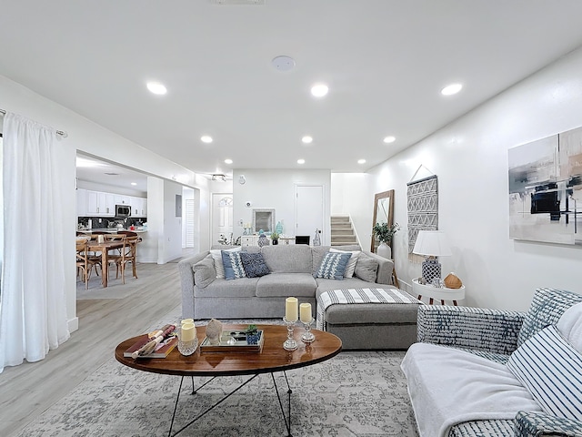 living room featuring light hardwood / wood-style flooring