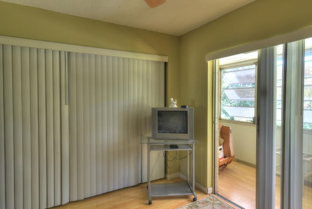 interior space with light hardwood / wood-style floors