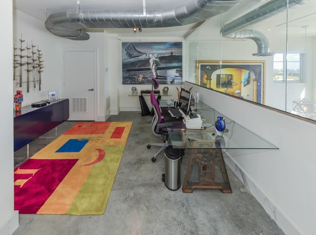 office with concrete floors