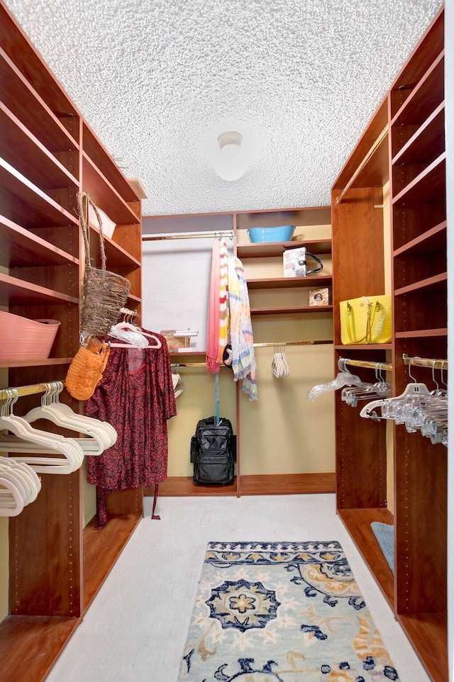 spacious closet featuring light hardwood / wood-style flooring