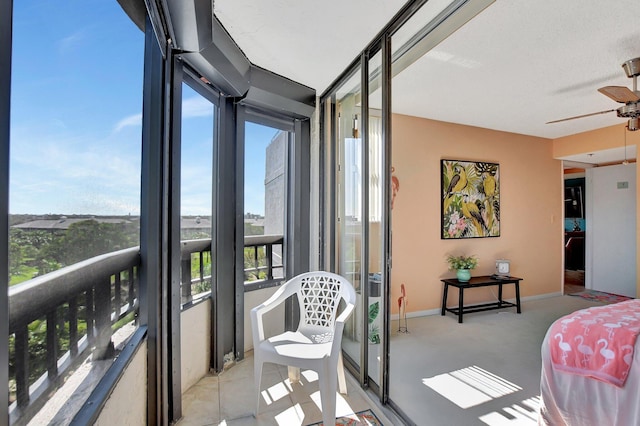 balcony with ceiling fan