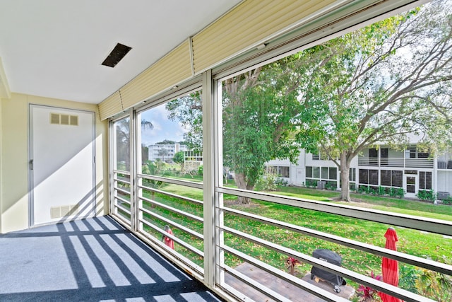 view of unfurnished sunroom