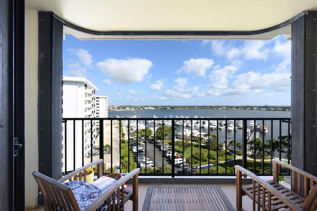 balcony with a water view