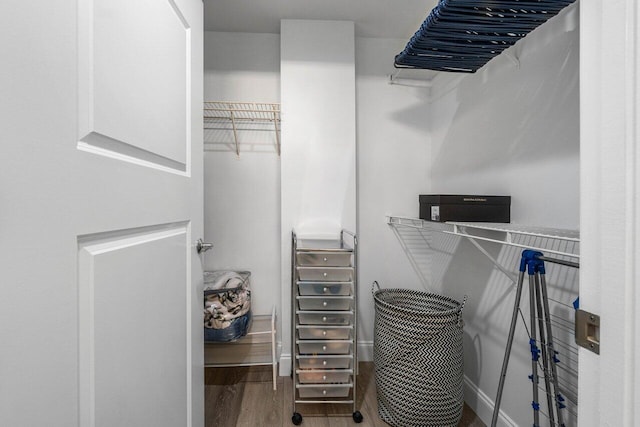 spacious closet featuring hardwood / wood-style floors