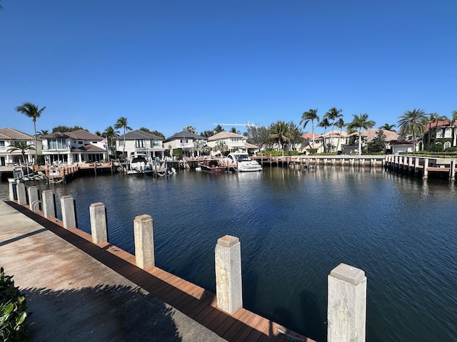 view of dock featuring a water view