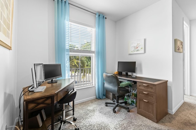 view of carpeted home office