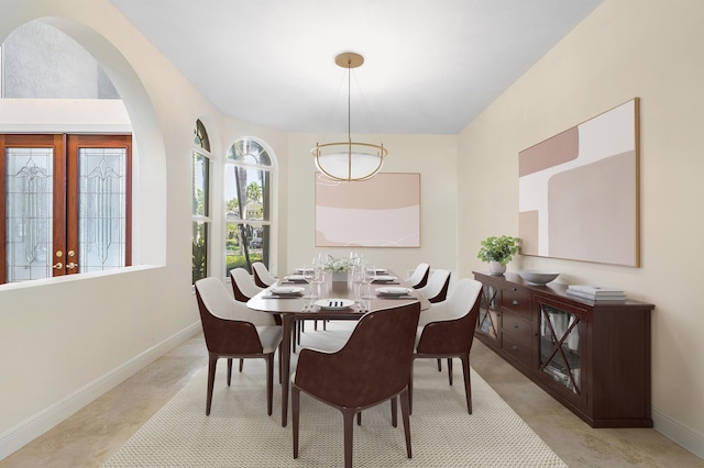 dining space with french doors