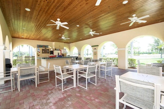 view of patio with ceiling fan