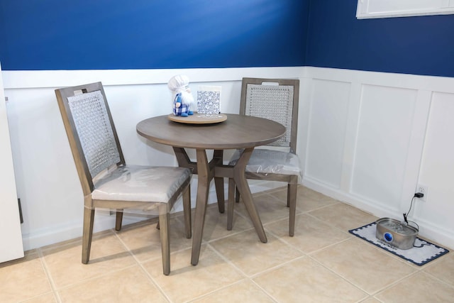 view of tiled dining room