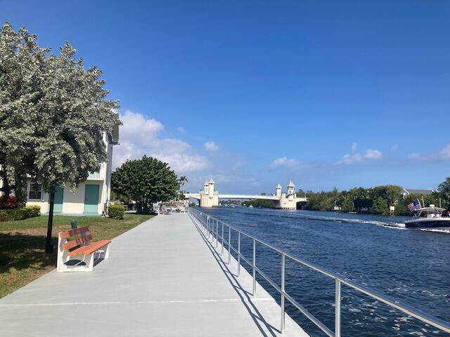 view of road with a water view