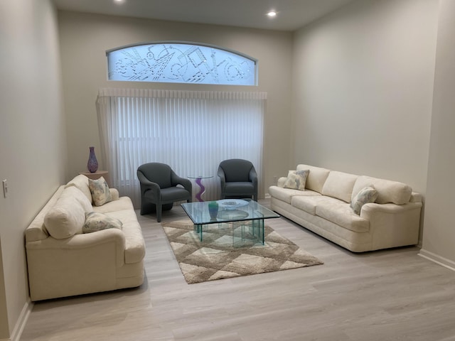 living room with light hardwood / wood-style floors