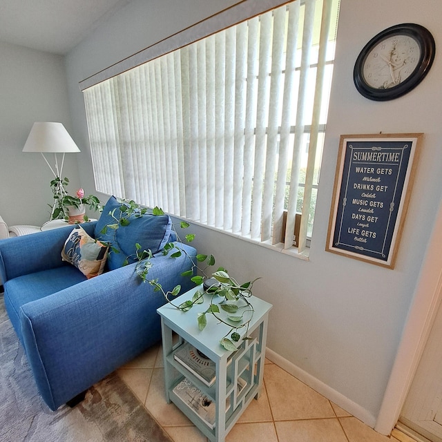 tiled living room featuring plenty of natural light