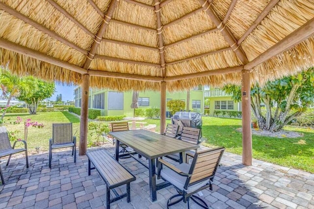 view of patio / terrace featuring a gazebo and area for grilling