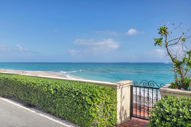 property view of water featuring a view of the beach