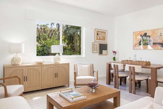 living area with light tile patterned floors