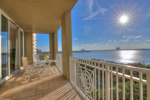 balcony with a water view