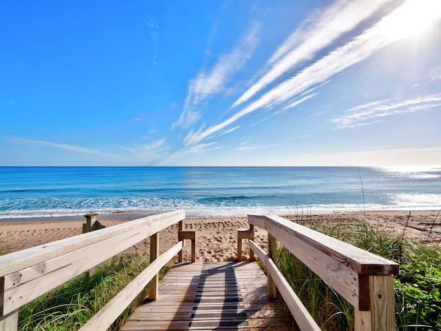 water view featuring a beach view