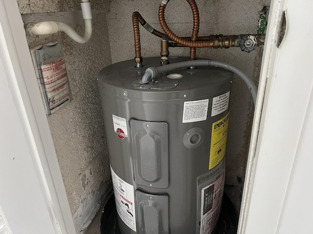 utility room with water heater