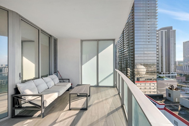 balcony featuring an outdoor living space