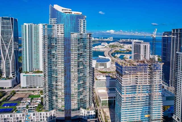 property's view of city with a water view