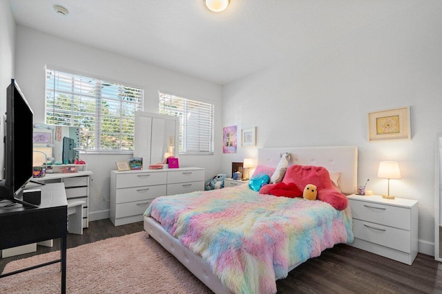 bedroom featuring dark wood-type flooring