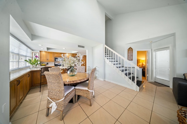 view of tiled dining space