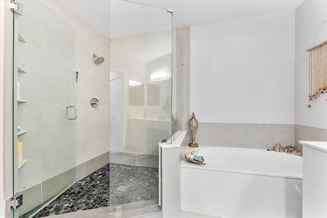 bathroom with plus walk in shower