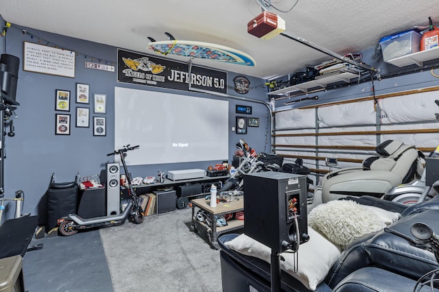 garage with a garage door opener