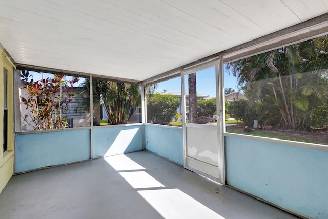 view of unfurnished sunroom