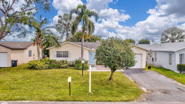 ranch-style home with a front yard