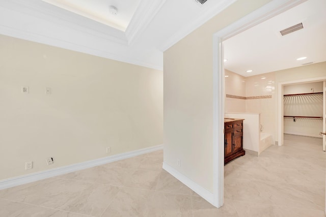 interior space with crown molding