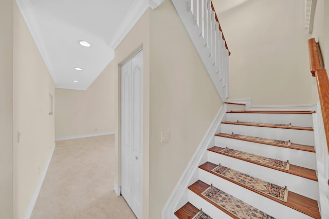 staircase with ornamental molding