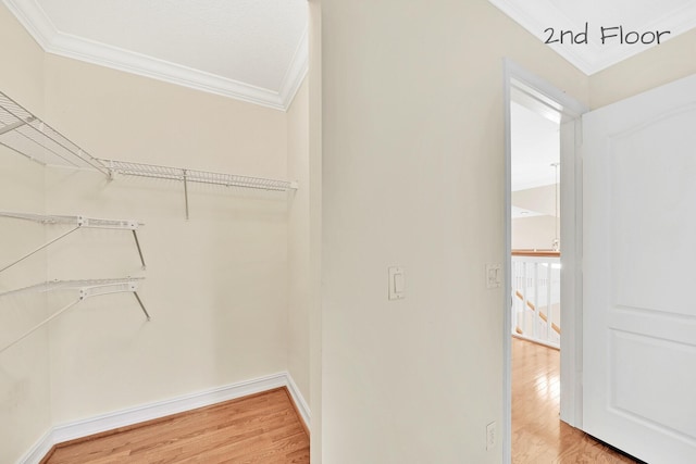 spacious closet featuring hardwood / wood-style flooring