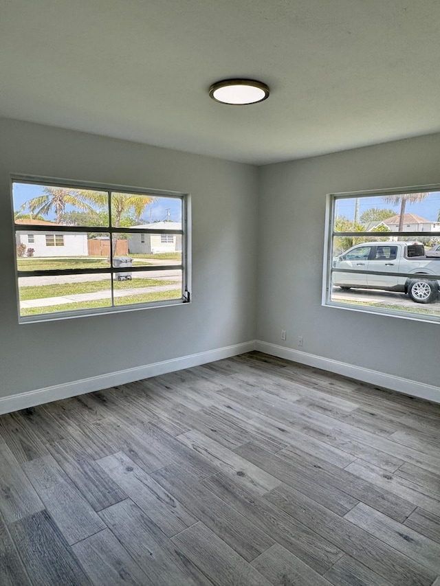 spare room featuring light hardwood / wood-style floors and a healthy amount of sunlight