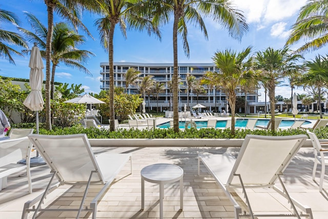 view of pool featuring a patio area