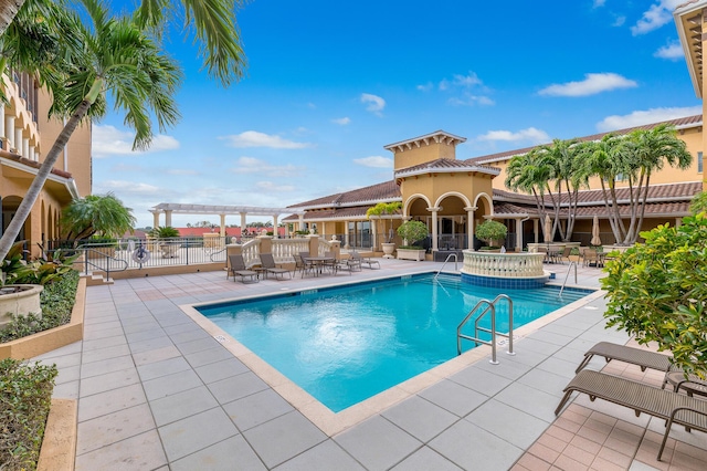 view of pool featuring a patio