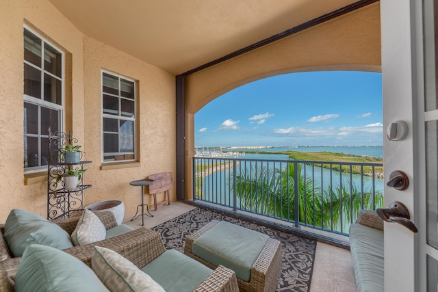 balcony with a water view