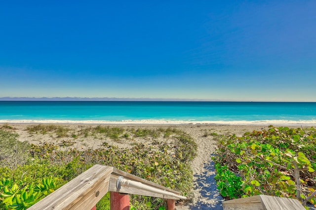 property view of water with a beach view