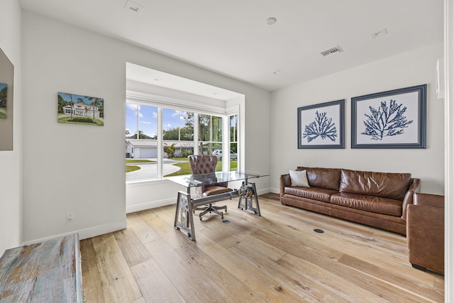 home office featuring light wood-type flooring